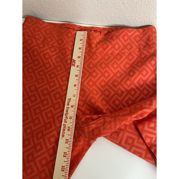 Krazy Larry Size 8 Womens Geometric Pull On Ankle Pants Red Orange Stretch Carzy - Picture 6 of 8